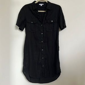 James Perse black linen shirt dress